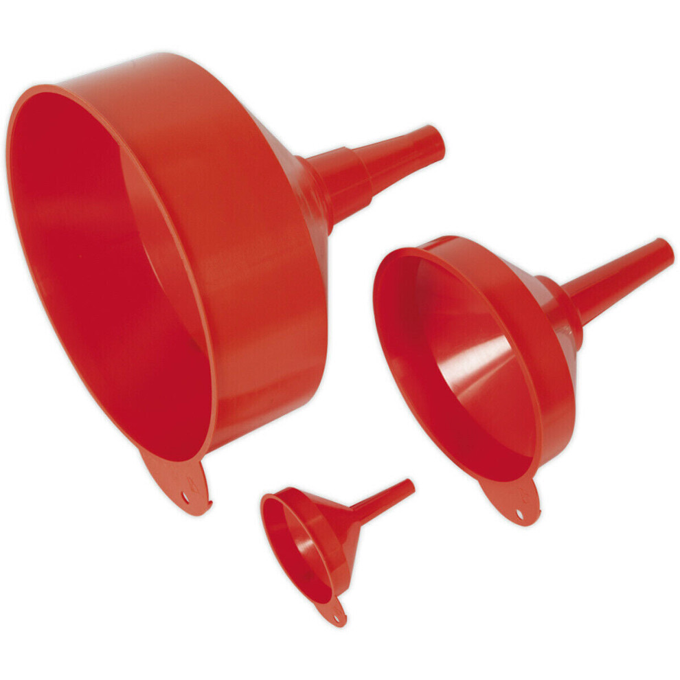 Loops 3 Piece Fixed Spout Funnel Set - 75Mm 150Mm & 250Mm Funnels - Hanging Tabs