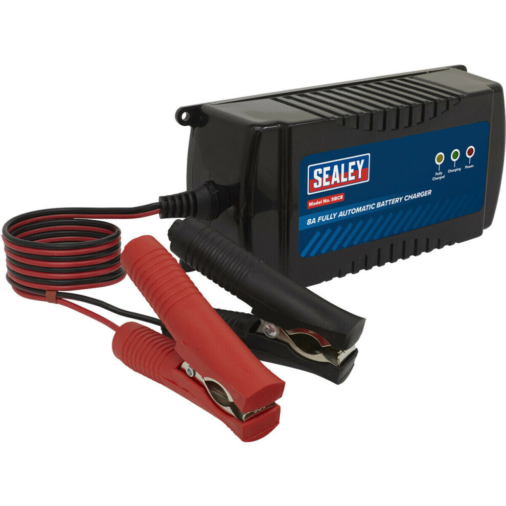 12V 8A Automatic Battery Charger & Maintainer - 40Ah To 120Ah Batteries - 230V 5056581911636