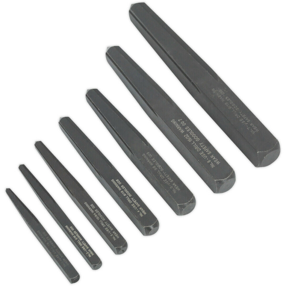 7 Piece Square Type Screw Extractor Set - Heat Treated Steel - Screw Removal 5056524251843
