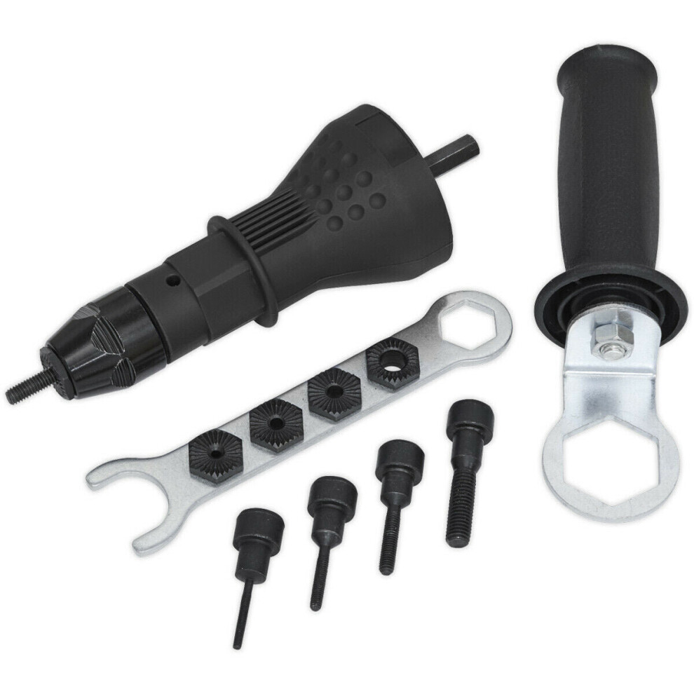 Loops Drill Powered Rivet Nut Adaptor - 1/4" Shank - M3 To M8 Rivet Nut Mandrels