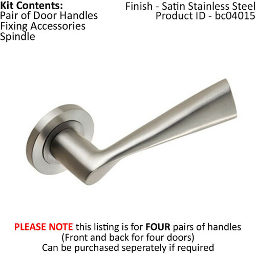 Loops 4x PAIR Angular Design Handle on Round Rose Concealed Fix Satin Stainless Steel 1