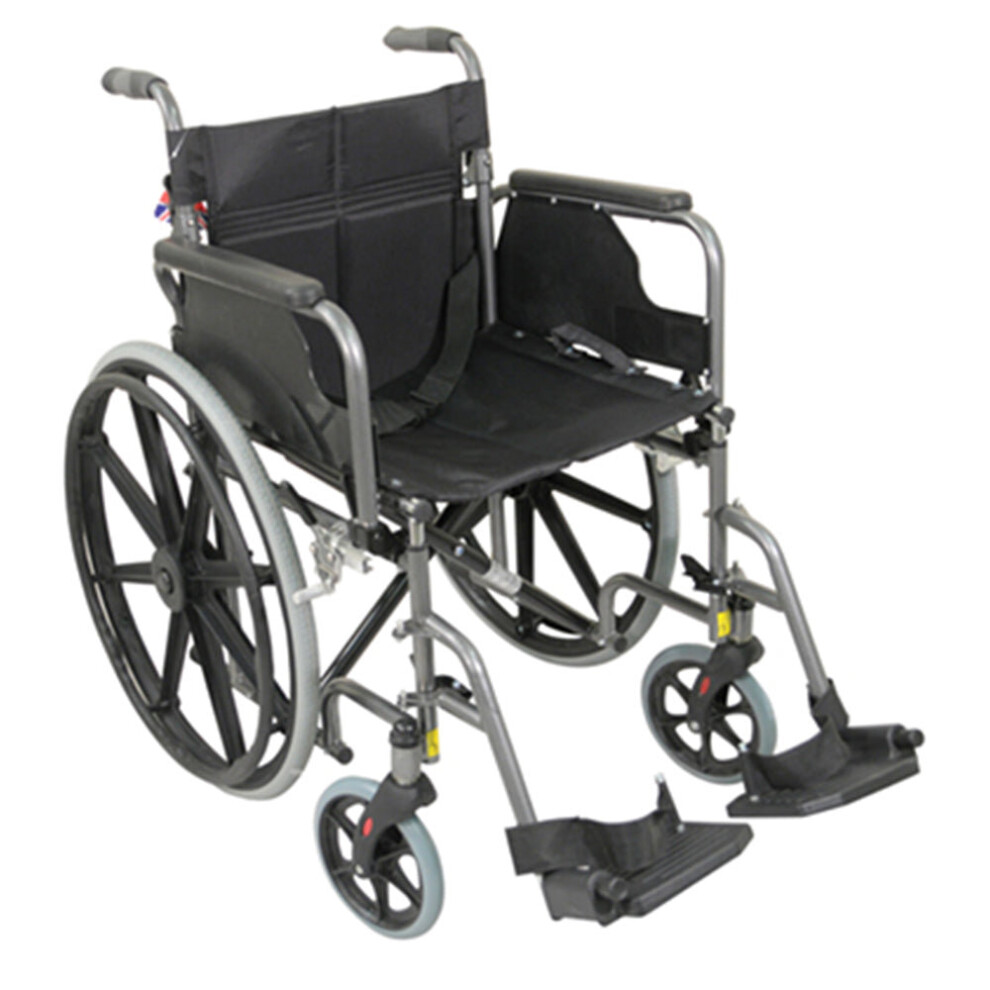 Loops Deluxe Self Propelled Steel Wheelchair - Semi-Foldable Design - Hammered Finish