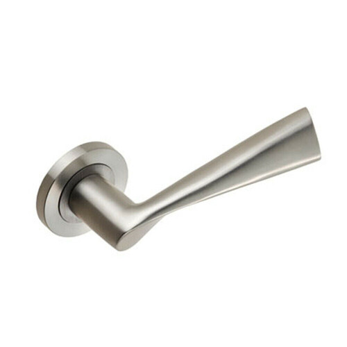 Loops 4x PAIR Angular Design Handle on Round Rose Concealed Fix Satin Stainless Steel 2