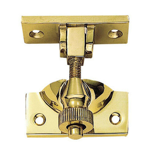 Loops Brighton Pattern Sprung Sash Fastener 56 x 22mm Fixing Plate Polished Brass 1