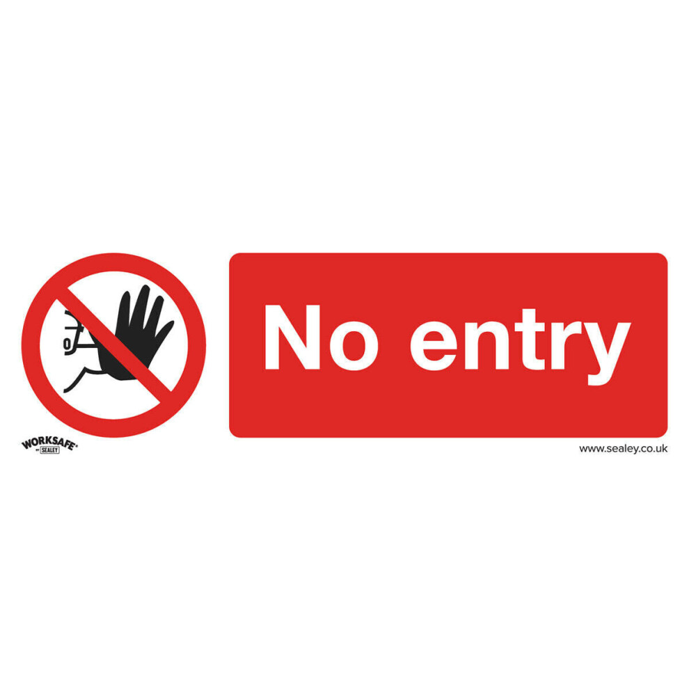 10x NO ENTRY Health & Safety Sign - Rigid Plastic 300 x 100mm Warning Plate