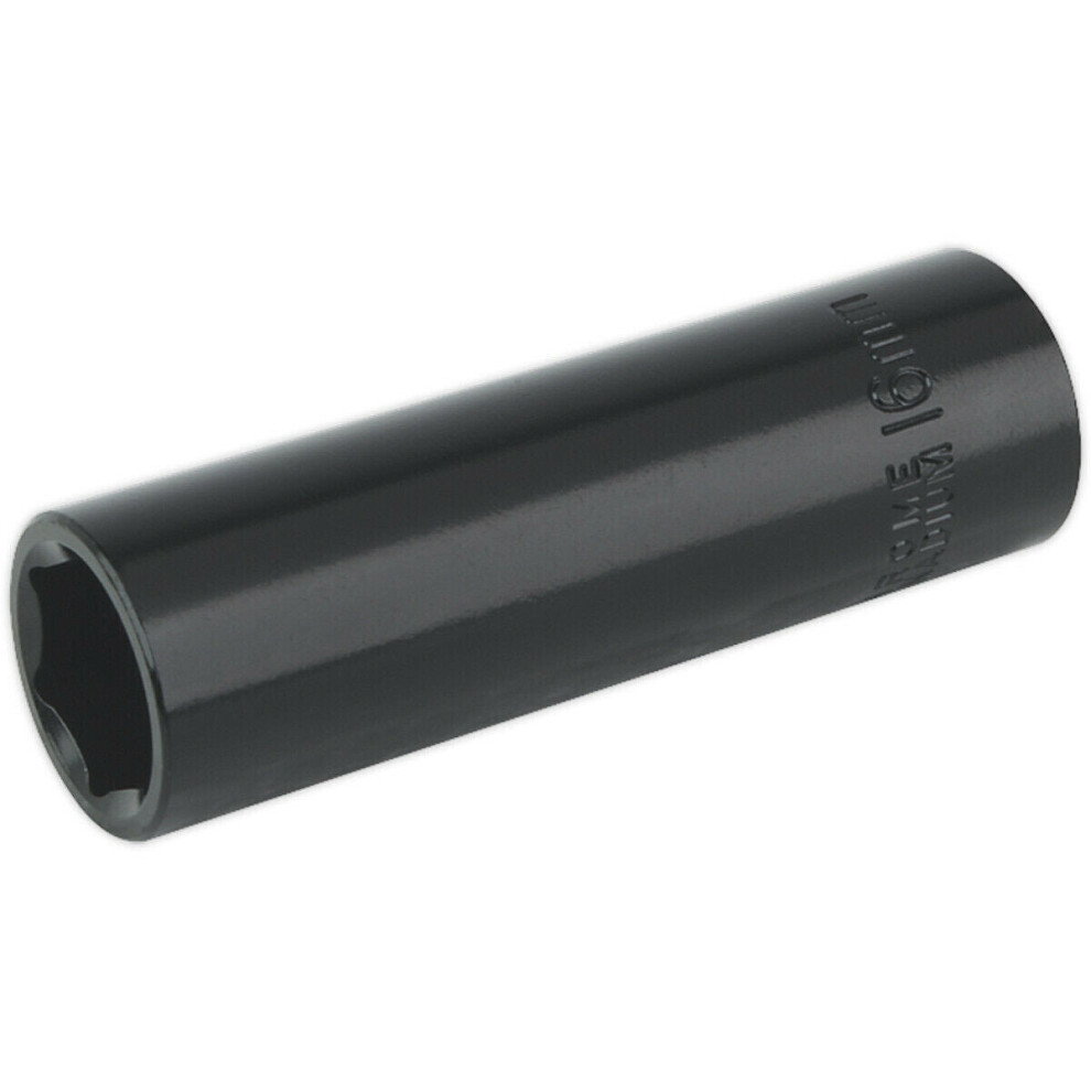 16mm Forged Deep Impact Socket - 1/2 Inch Sq Drive Chrome Vanadium Wrench Socket