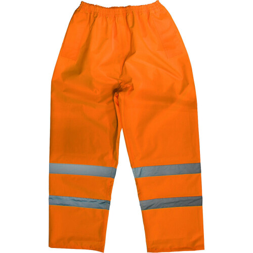 Loops MEDIUM Orange Hi-Vis Waterproof Trousers - Elasticated Waist Adjustable Ankles