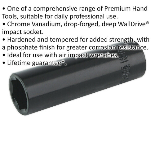 Loops 16mm Forged Deep Impact Socket - 1/2 Inch Sq Drive Chrome Vanadium Wrench Socket 1