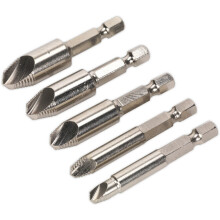 5 Piece HSS Screw Extractor Set - 5 Sizes #0 to #4 - Extracts 6mm to 14mm Screws