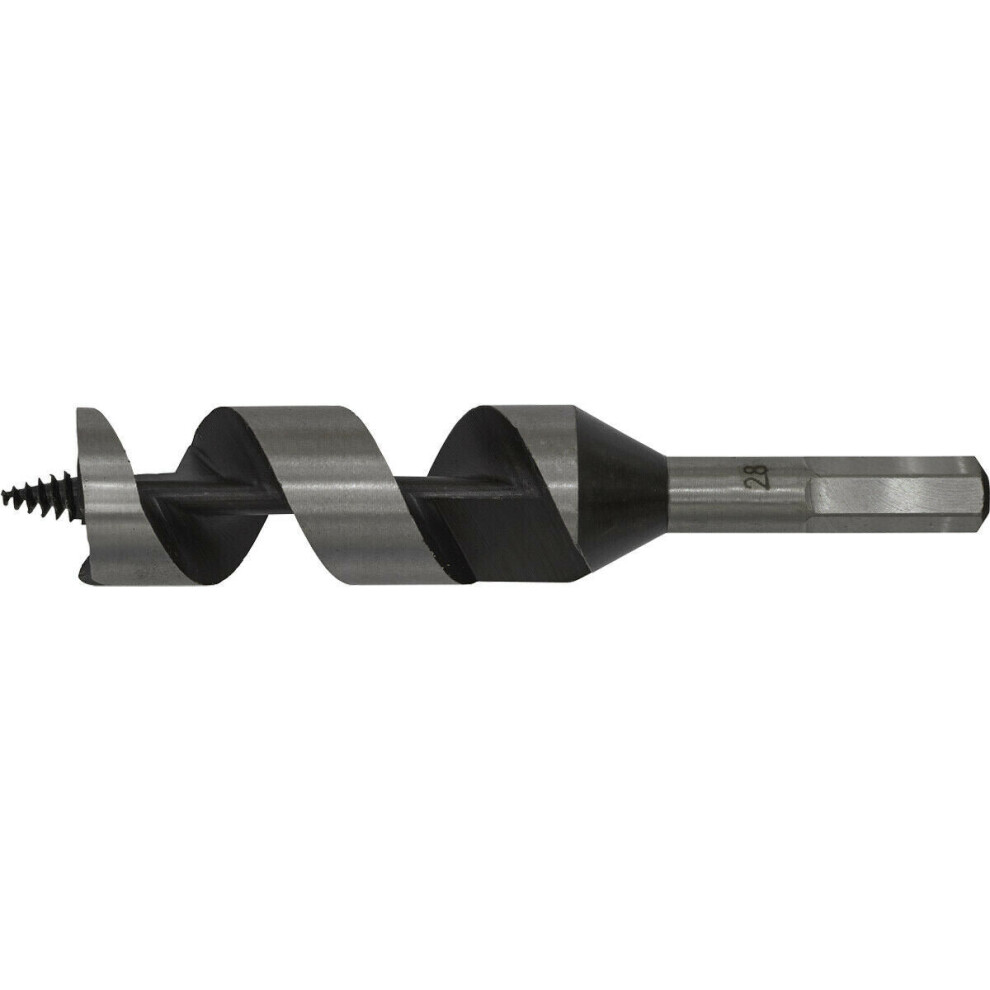 28 X 155Mm Hardened Auger Wood Drill Bit - Hexagonal Shank - Woodwork Timber 5056524262023