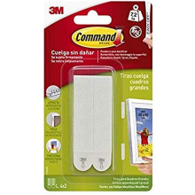 Command 17206 Adhesive Strip Picture Hooks, White, Size L, Pack of 4