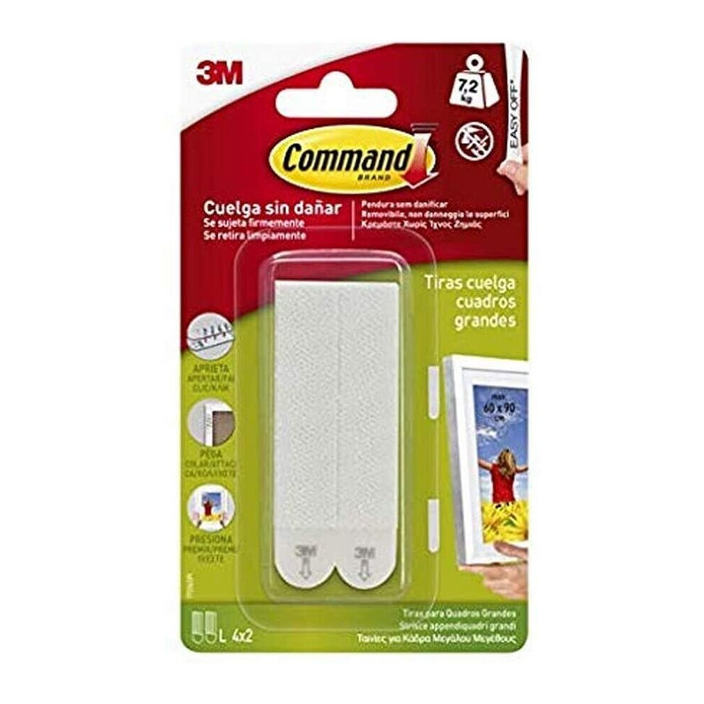 Command 17206 Adhesive Strip Picture Hooks, White, Size L, Pack of 4