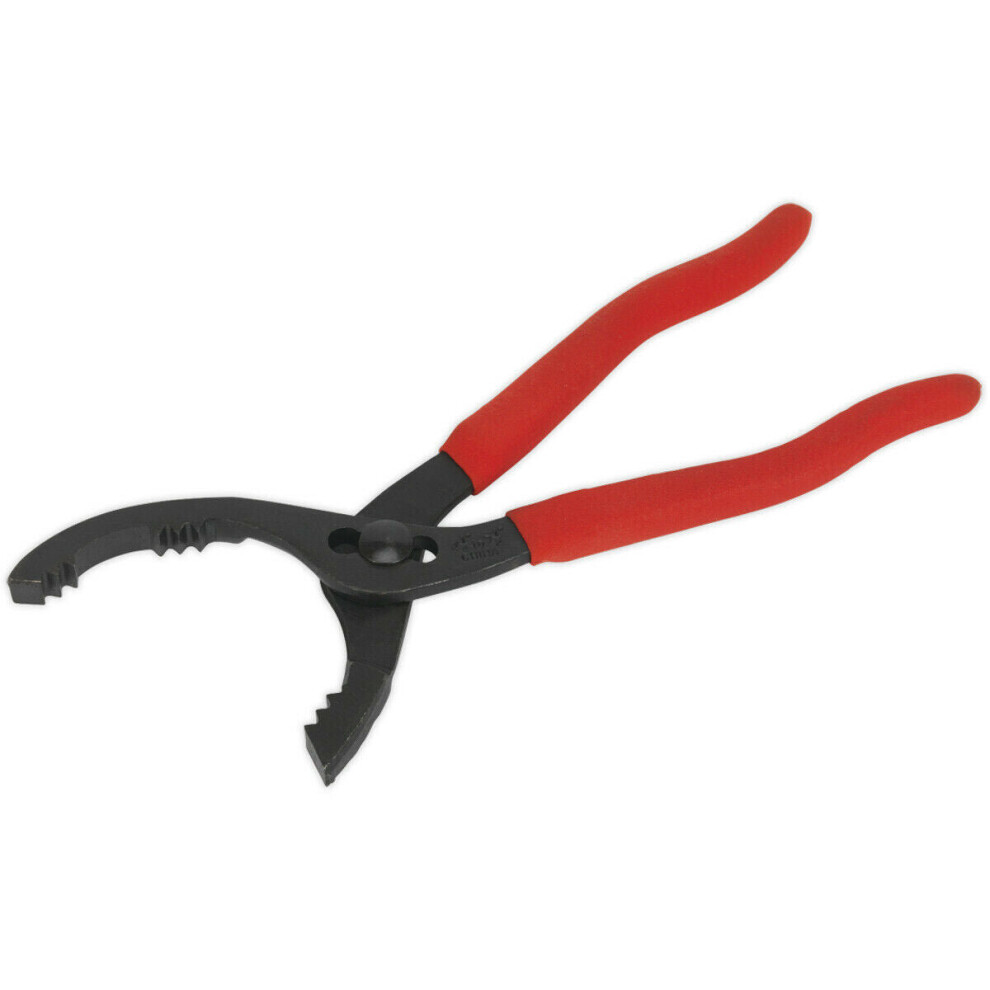 Forged Oil Filter Pliers - 54-89mm Capacity - Serrated Jaws - Long Handle Grips