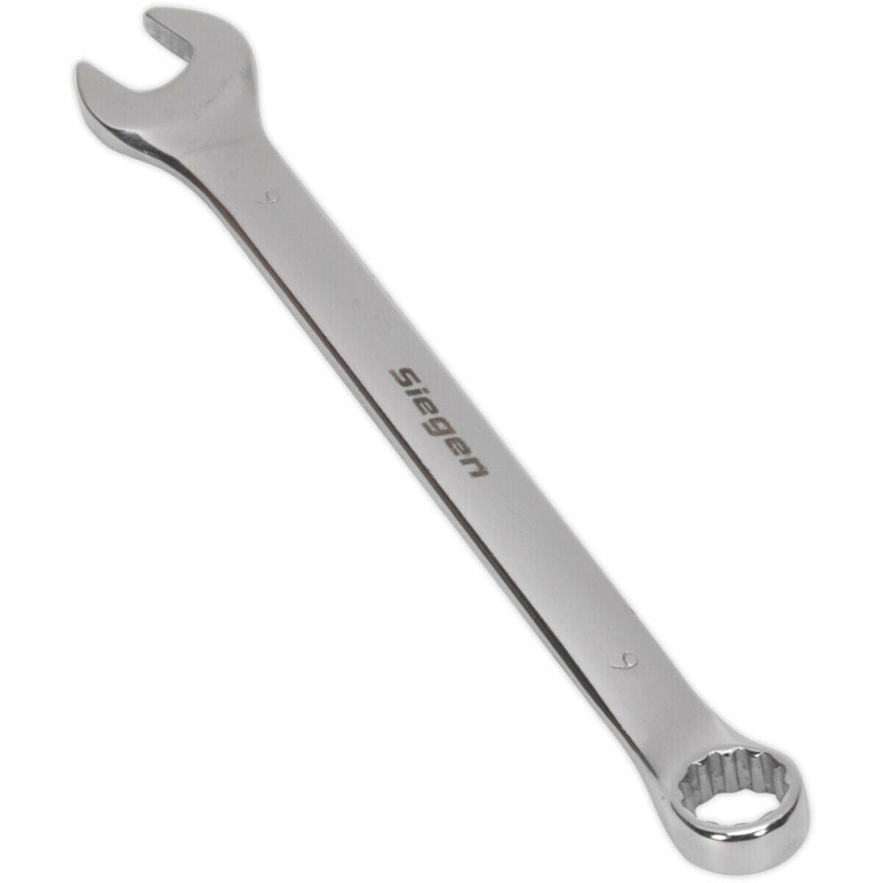 Hardened Steel Combination Spanner - 9mm - Polished Chrome Vanadium Wrench