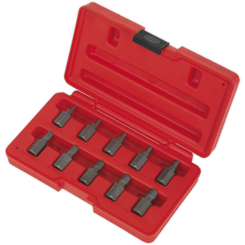 Loops 10 Piece Multi-Spline Screw Extractor Set - Reverse Spiral Design - Hex Head 2