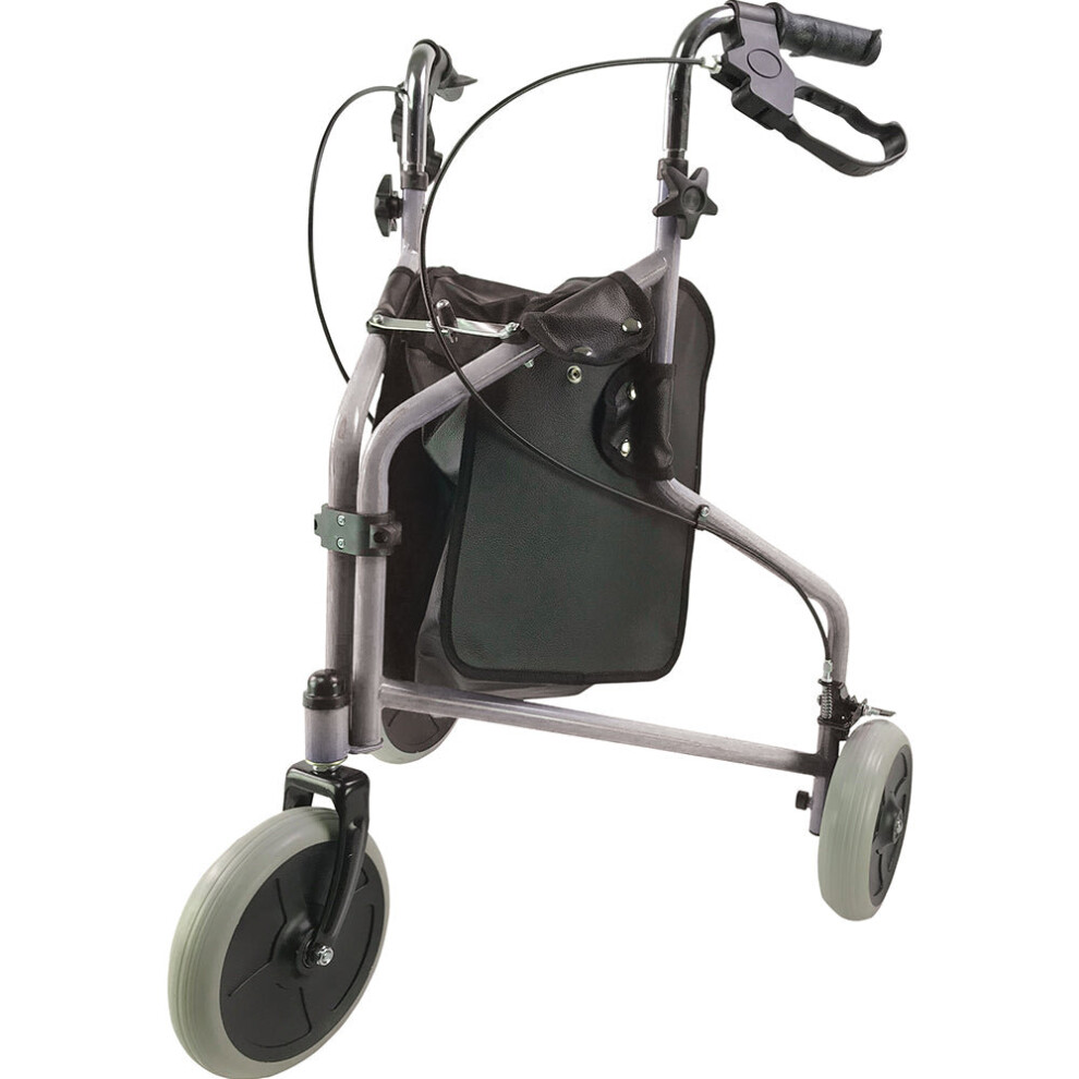 Loops Three Wheeled Steel Tri-Walker - Height Adjustable - 115Kg Weight Limit Silver