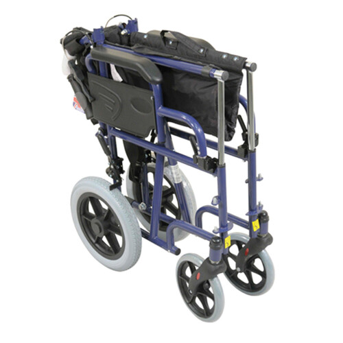 Loops Deluxe Attendant Propelled Steel Wheelchair - Compact Foldable Design - Blue 2