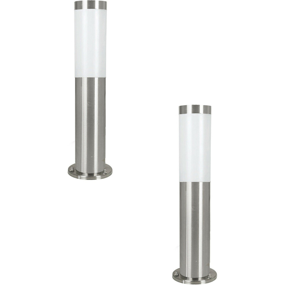Loops 2 Pack Ip44 Outdoor Bollard Stainless Steel 12W E27 450Mm Driveway Post Light