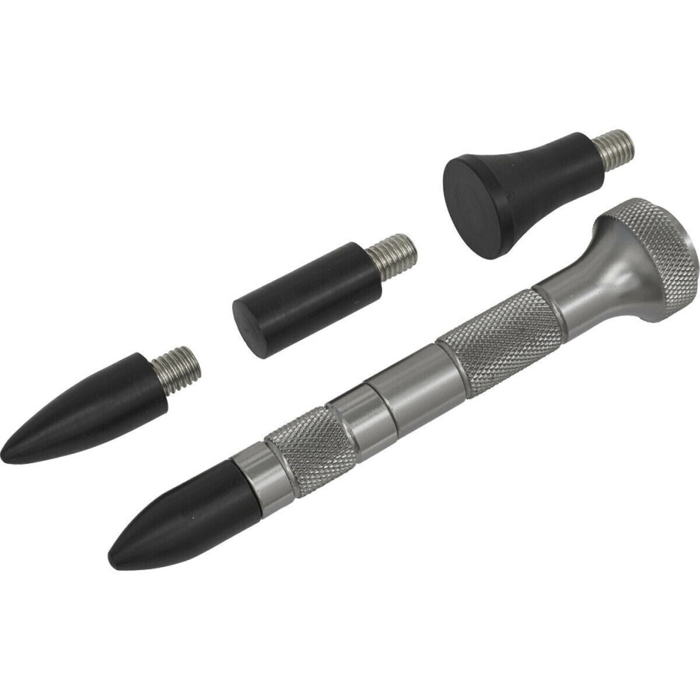 Loops Paintless Dent Repair Knockdown Tool - 4 Interchangeable Heads - Knurled Finish