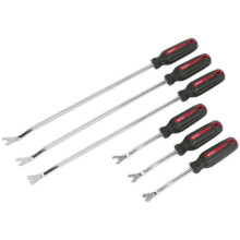 6 Piece Trim Clip Removal Tool Set - 3 x Stubby & 3 x Long Reach - Comfort Grip