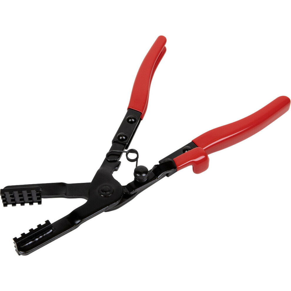 Angled Hose Clamp Pliers - 100mm Jaw Capacity - Spring Loaded - Locking Function