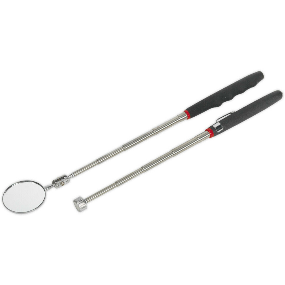 2 Piece Telescopic Magnetic Pick Up & Mirror Set - 50mm Mirror - 3.6kg Capacity