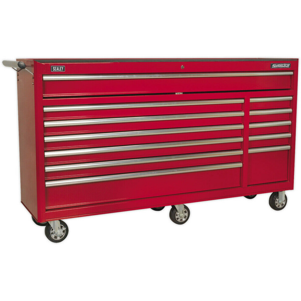 1680 x 465 x 1005mm 12 Drawer RED Portable Tool Chest Locking Mobile Storage Box