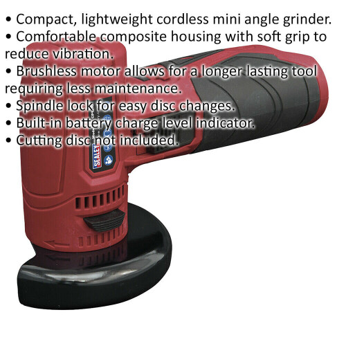 Loops 12V Cordless Angle Grinder - 75mm Disc - BODY ONLY - Compact & Lightweight 1