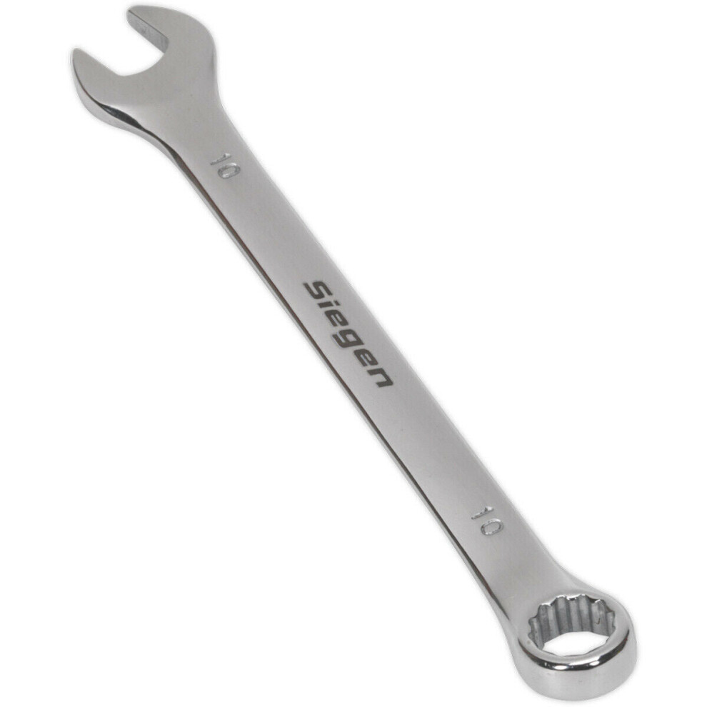 Hardened Steel Combination Spanner - 10mm - Polished Chrome Vanadium Wrench