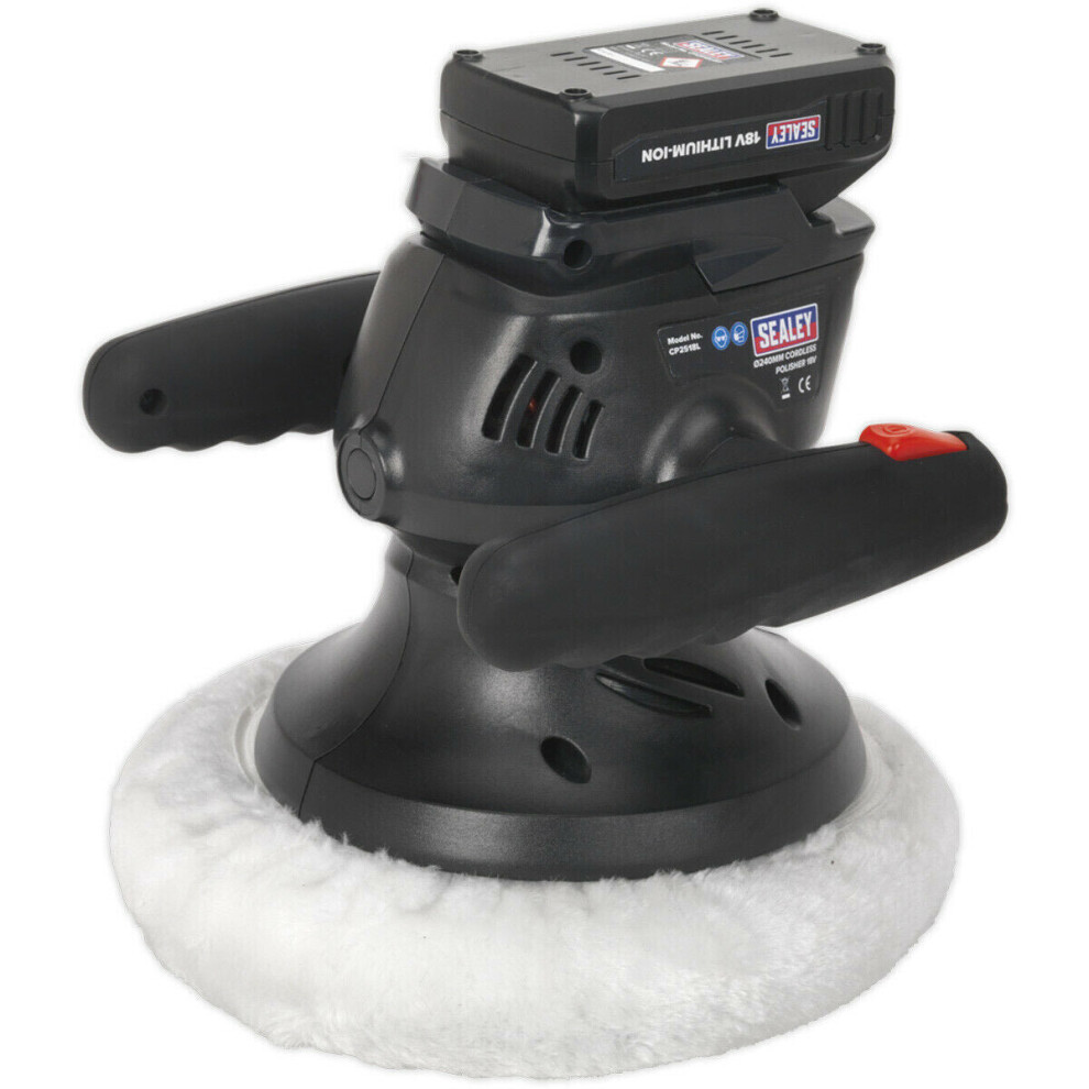 240mm Cordless Orbital Polisher - Foam Backing Pad - 18V 1.3Ah Lithium-ion