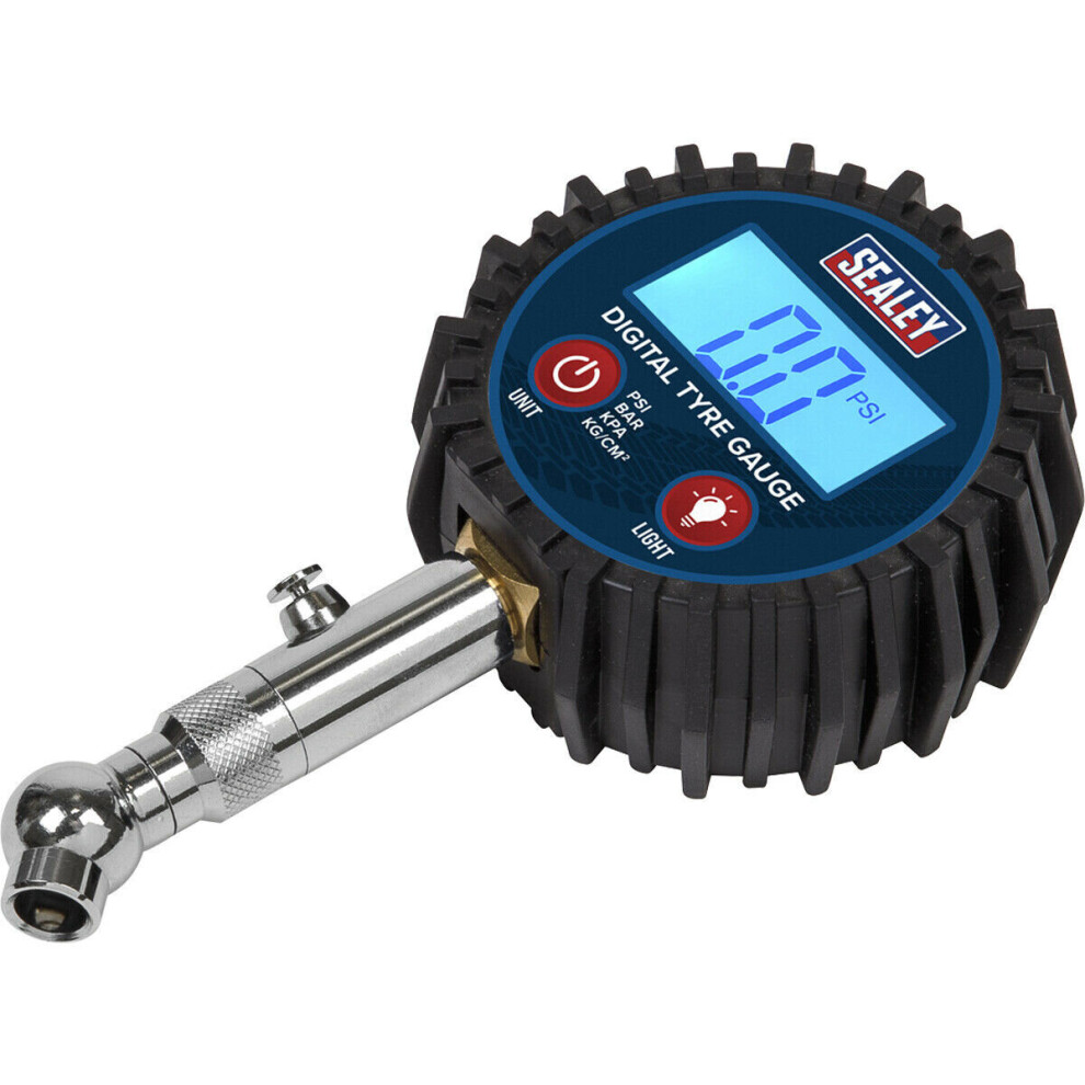 150psi DIGITAL Tyre Pressure Gauge with Swivel Head & Quick Release Valve