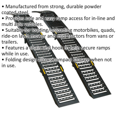 Loops PAIR Steel Folding Loading Ramps - 500KG Capacity per Pair - Van Trailer Loading 1