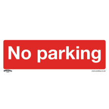 1x NO PARKING Health & Safety Sign - Rigid Plastic 300 x 100mm Warning Plate
