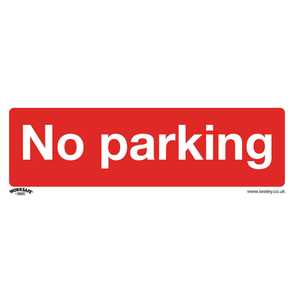 1x NO PARKING Health & Safety Sign - Rigid Plastic 300 x 100mm Warning Plate