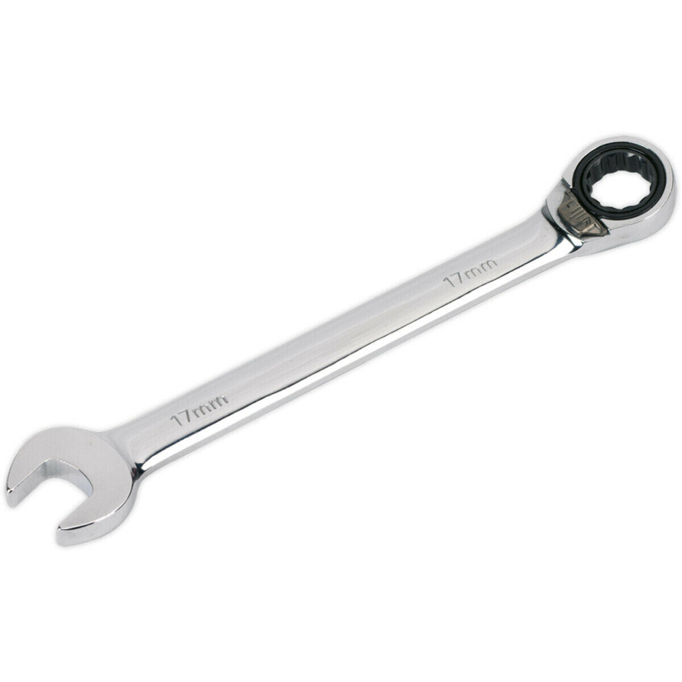 17Mm Reversible Ratchet Combination Spanner - Chrome Vanadium Steel Wrench 5056581900159