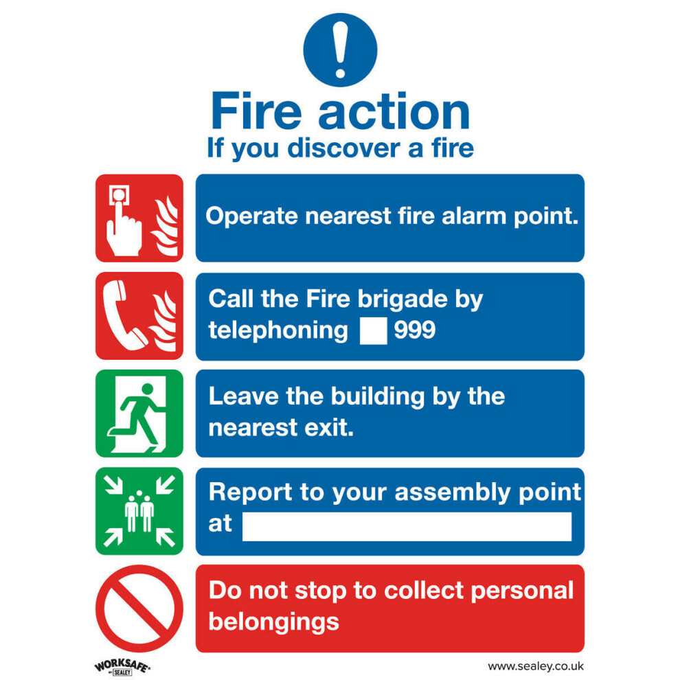 Loops 10X Fire Action No Lift Health & Safety Sign Rigid Plastic 200 X 250Mm Warning