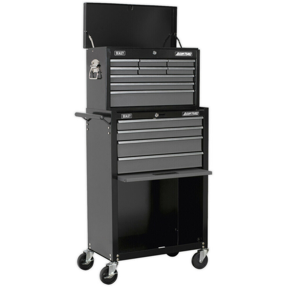 615 x 330 x 1315mm 13 Drawer Combination Tool Chest - BLACK Mobile Storage Box