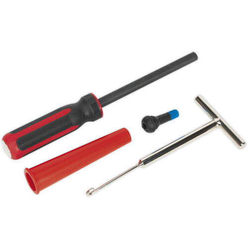 Loops Tyre Valve Removal & Installation Tool Set - Cone Push/Pull Driver - Valve Hook