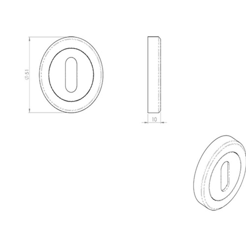 Loops 51mm Lock Profile Escutcheon Chamfered Edge Concealed Fix Matt Black 1