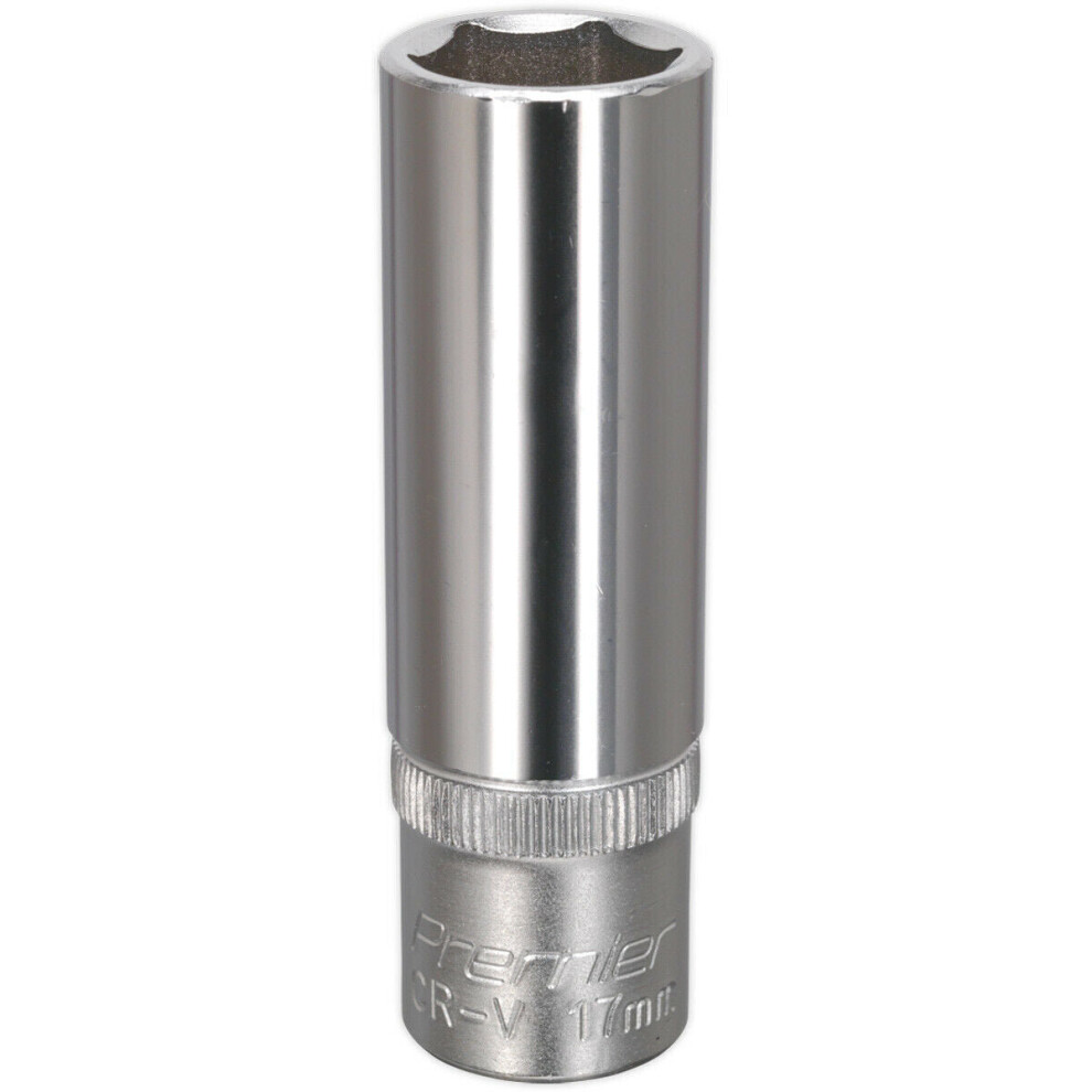 17mm Steel Deep Drive Socket - 1/2" Square Drive - Chrome Vanadium Socket