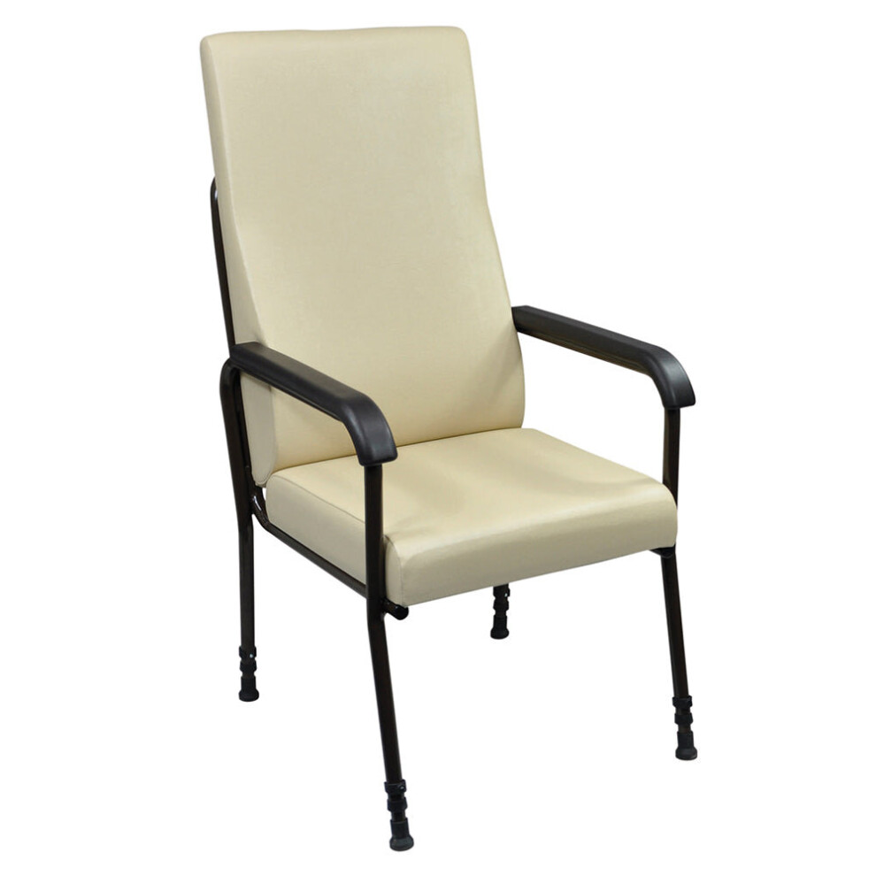 Height Adjustable Ergonomic Lounge Chair - High Backed - Cream Upholstery