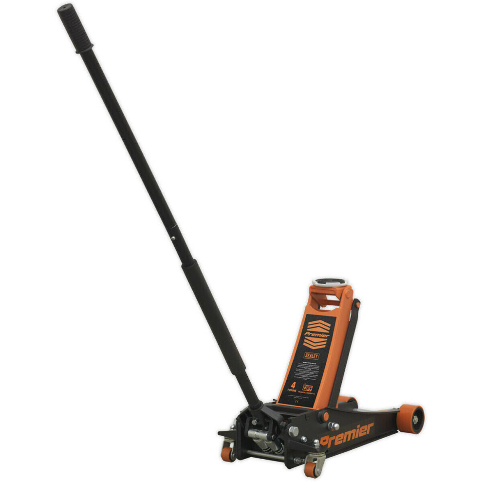 Loops Hydraulic Trolley Jack - 4000Kg Limit - Twin Piston - 533Mm Max Height - Orange