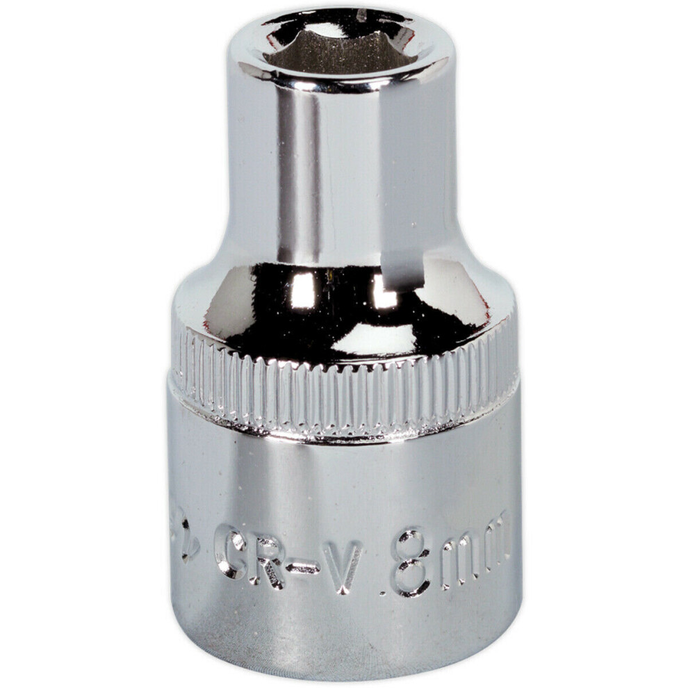 Loops 8Mm Forged Steel Drive Socket - 1/2" Square Drive - Polished Chrome Vanadium
