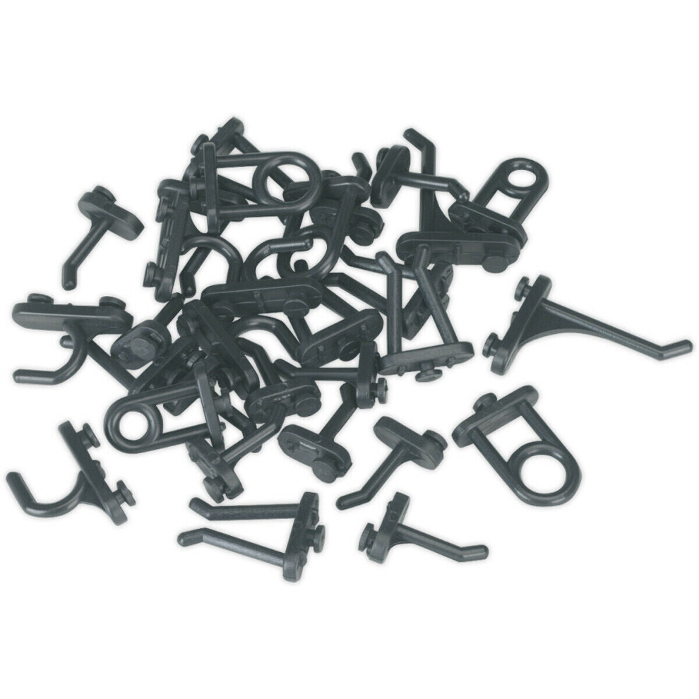 30 Pack - Assorted Tool Pegboard Hook Set - Garage Tool Mounting / Hanging Arms 5056581904980