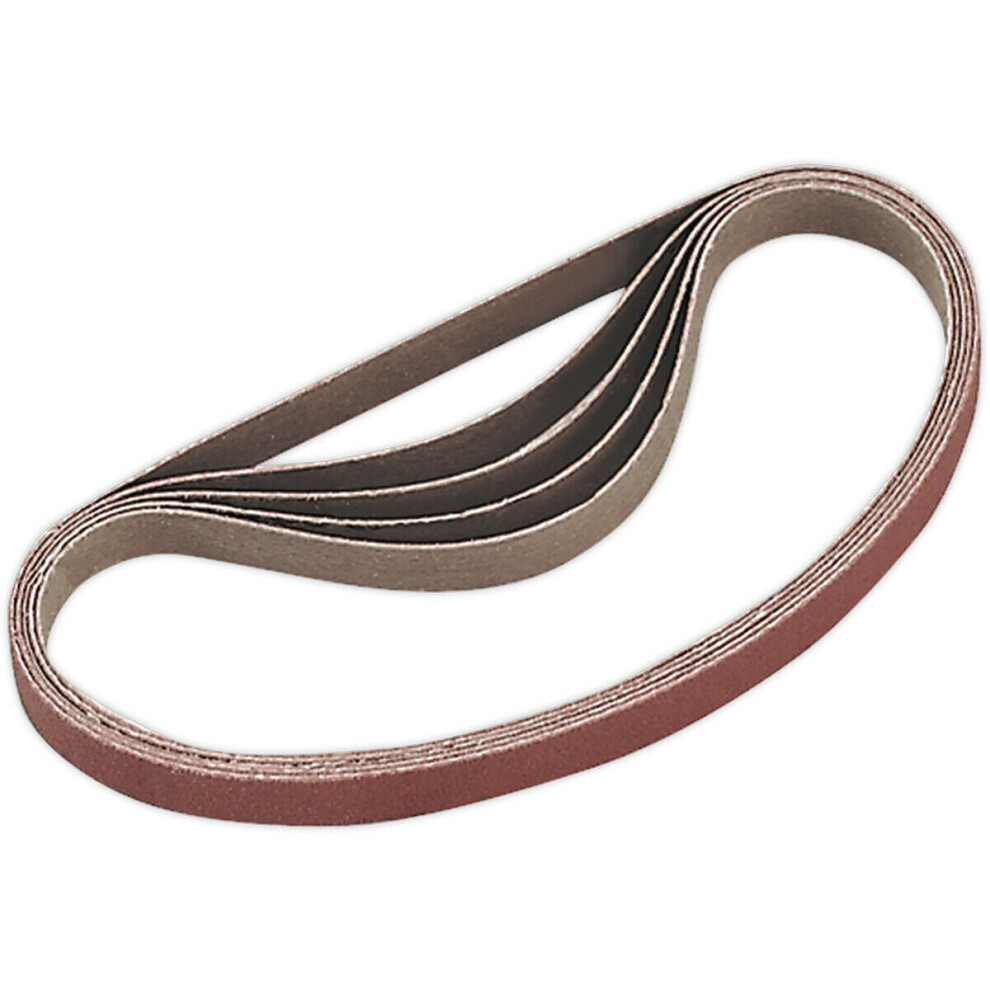 5 PACK - 10mm x 330mm Sanding Belts - 120 Grit Aluminium Oxide Slim Detail Loop