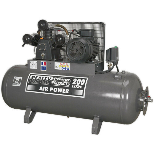 Loops 200 Litre Belt Drive Air Compressor - 3 Phase 5.5hp Motor - Triple Cylinder Pump