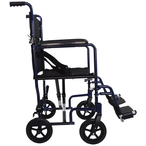 Loops Compact Attendant Propelled Lightweight Aluminium Transit Wheelchair - Blue 2