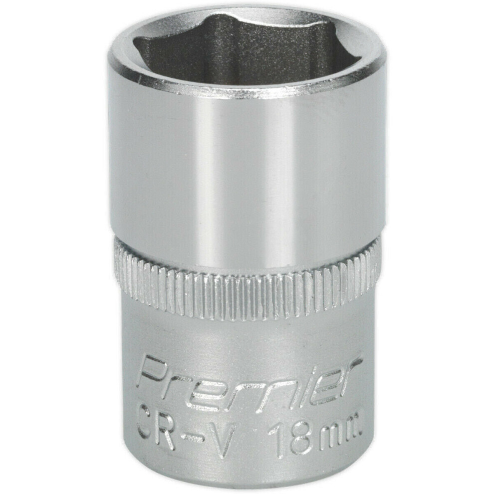 Loops 18Mm Steel Drive Socket - 1/2" Square Drive - Chrome Vanadium Wrench Socket