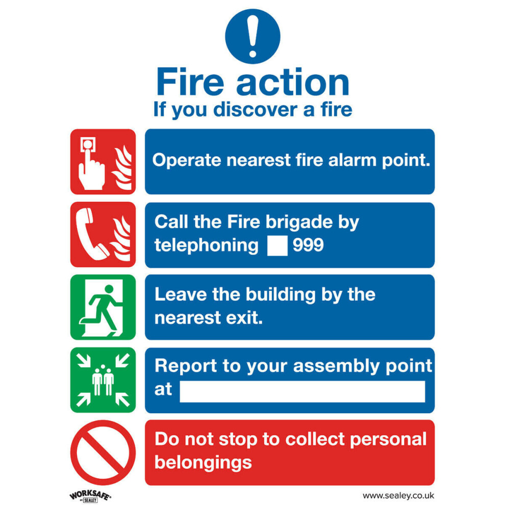 Loops 1X Fire Action No Lift Health & Safety Sign - Self Adhesive 200 X 250Mm Sticker