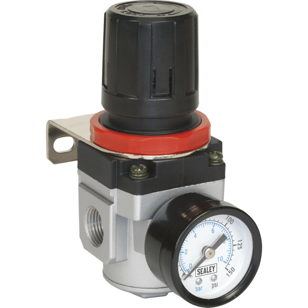 Workshop Air Supply Regulator - 80cfm Max Airflow - 3/8" BSP - Wall Bracket